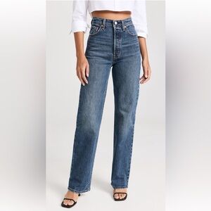 Levi's ribcage straight denim jeans.